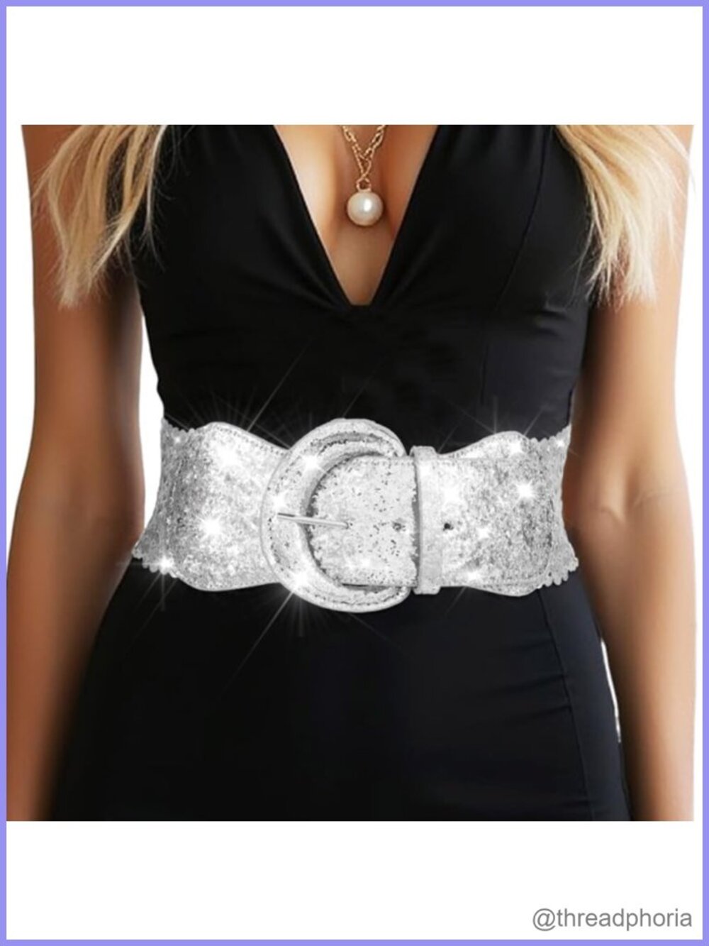 Women's Sequin Elastic Wide Waist Belt Sparkly Bling Bridal Formal Accessory